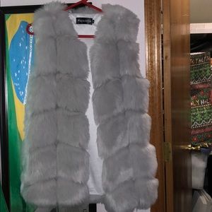 Light grey faux fur vest!